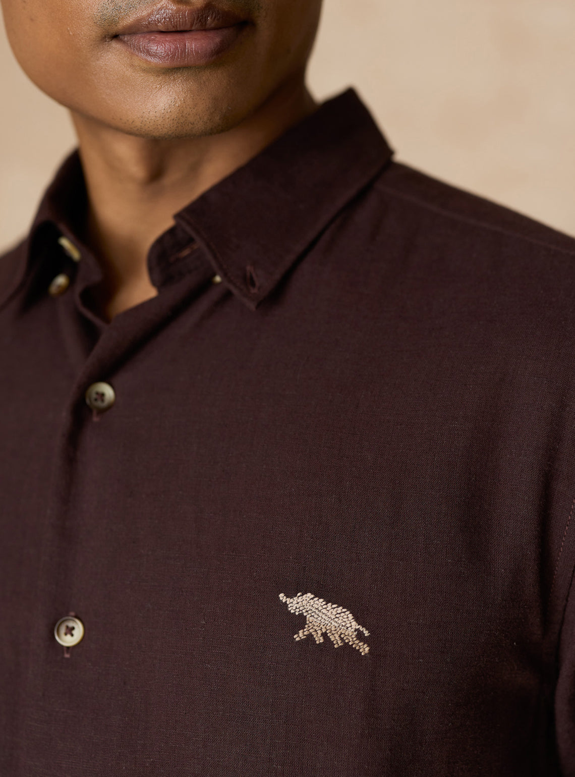 Drift Brown Lyocell Linen Shirt
