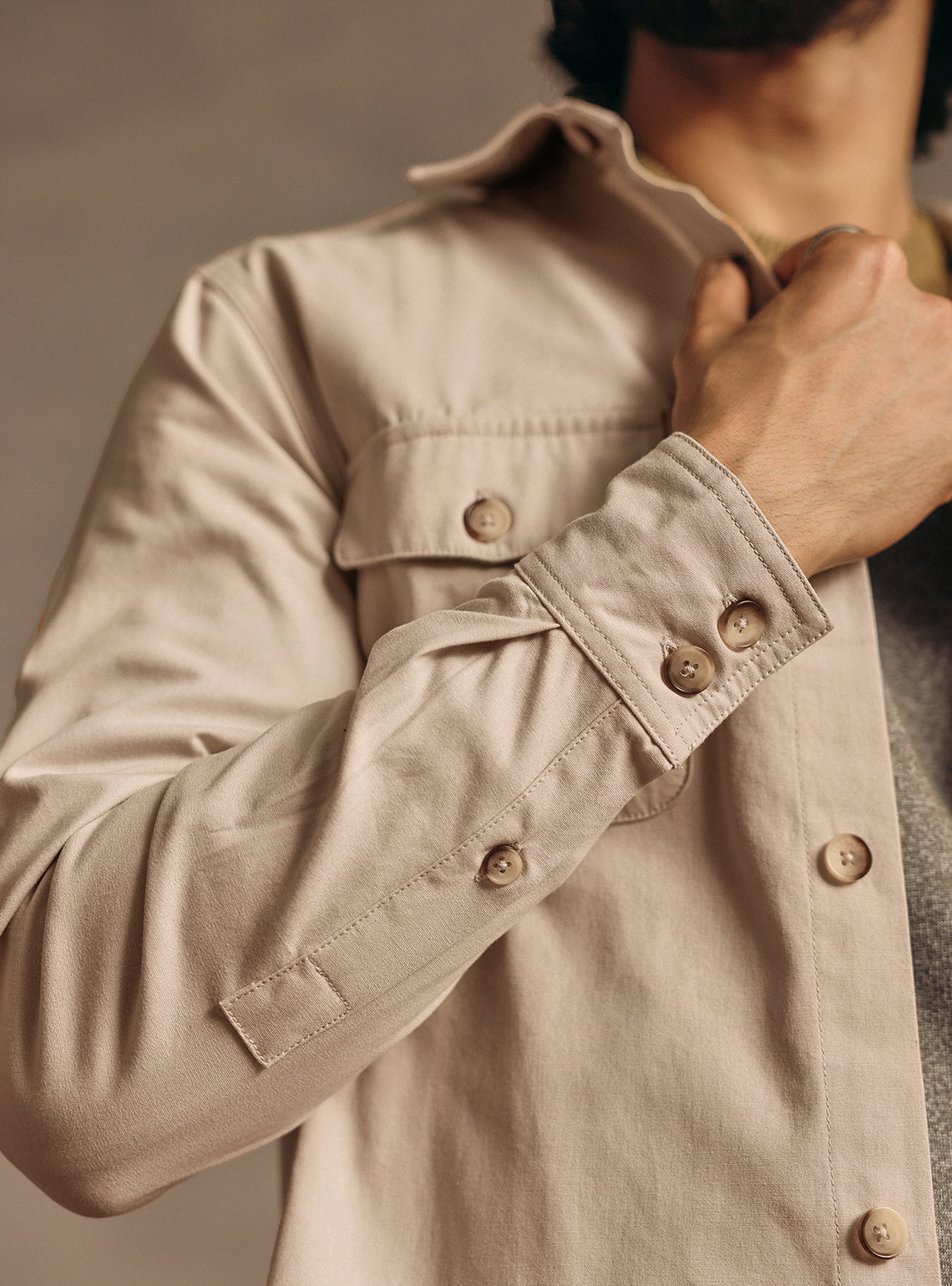 Khaki Tide Cotton Canvas Overshirt