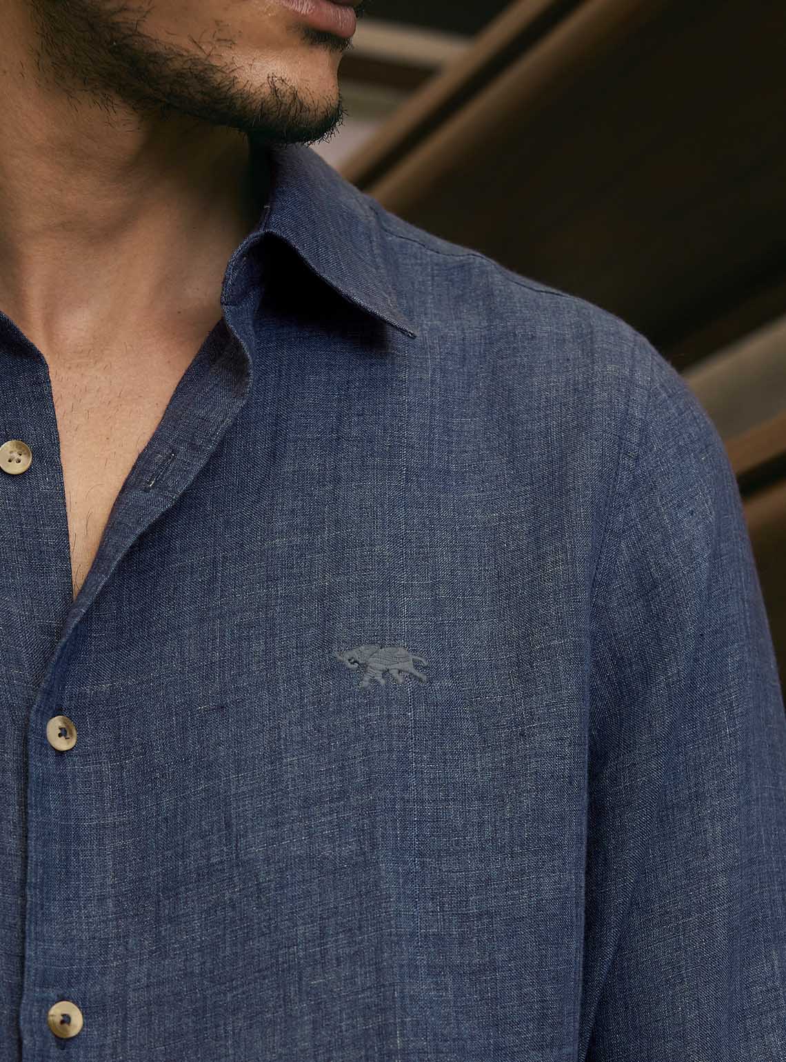 Anchor Navy European Linen Shirt