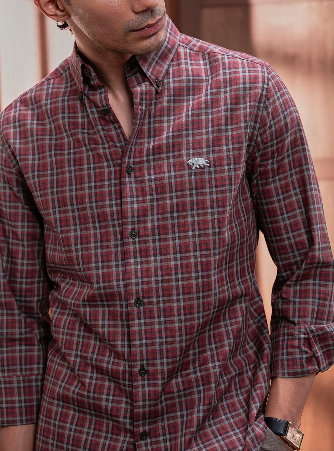 Cosmic Burgundy Cotton Melange Shirt