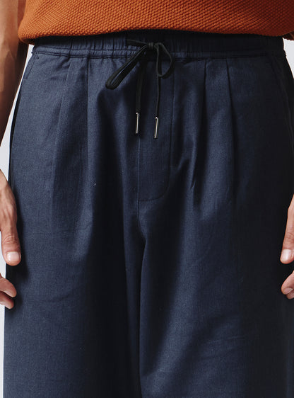 Midnight Navy Cotton Blend Trousers