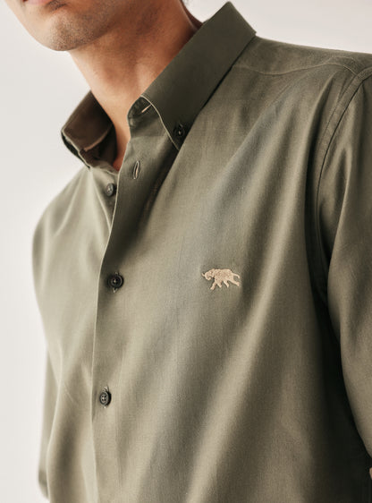Brook Olive Cotton Shirt
