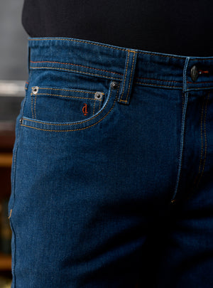 Midnight Navy Cotton Blend Denim Jeans