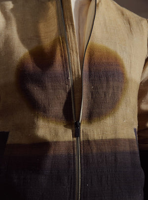 Umber Silk Cotton Bomber Jacket