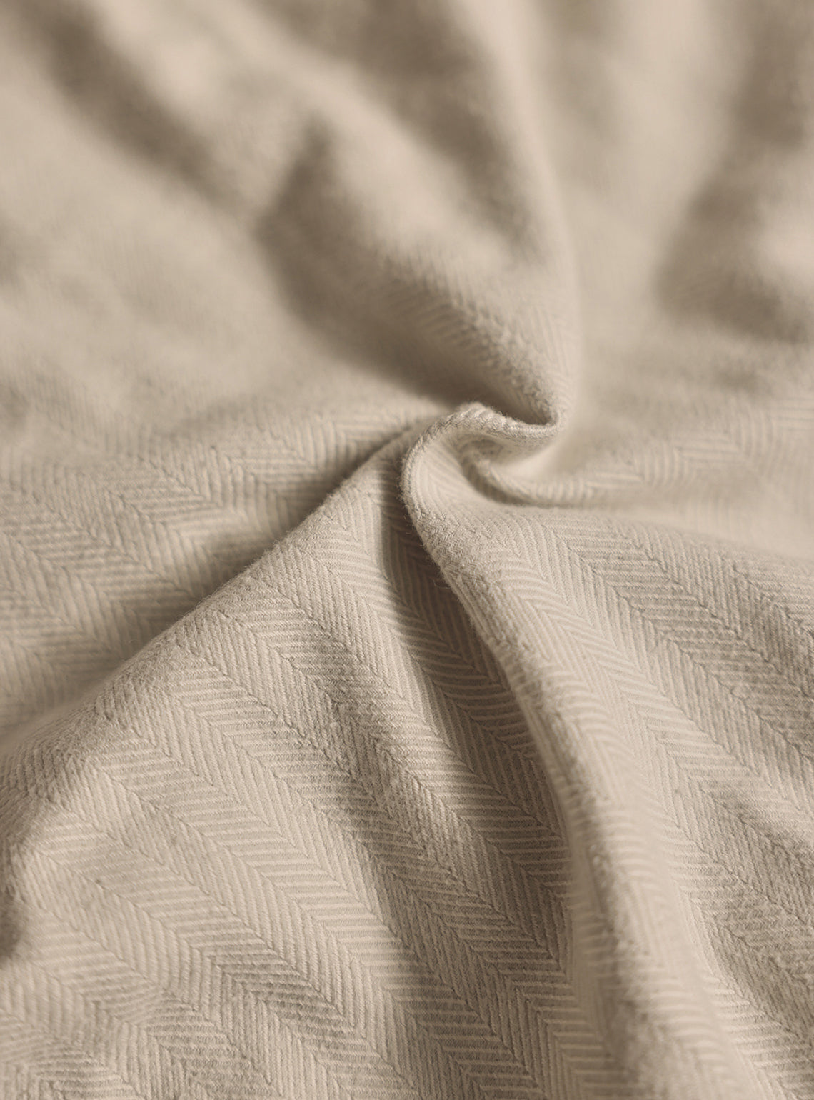 Napa Beige Cotton Herringbone Overshirt