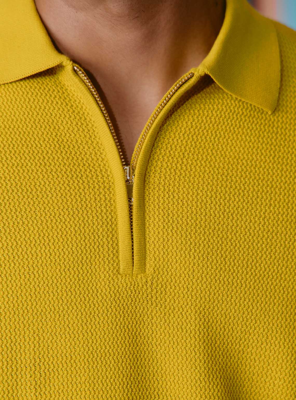 Bellini Yellow Cotton Polo Pointelle
