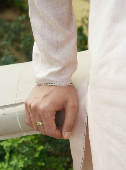 Dhav Beige Linen Kurta
