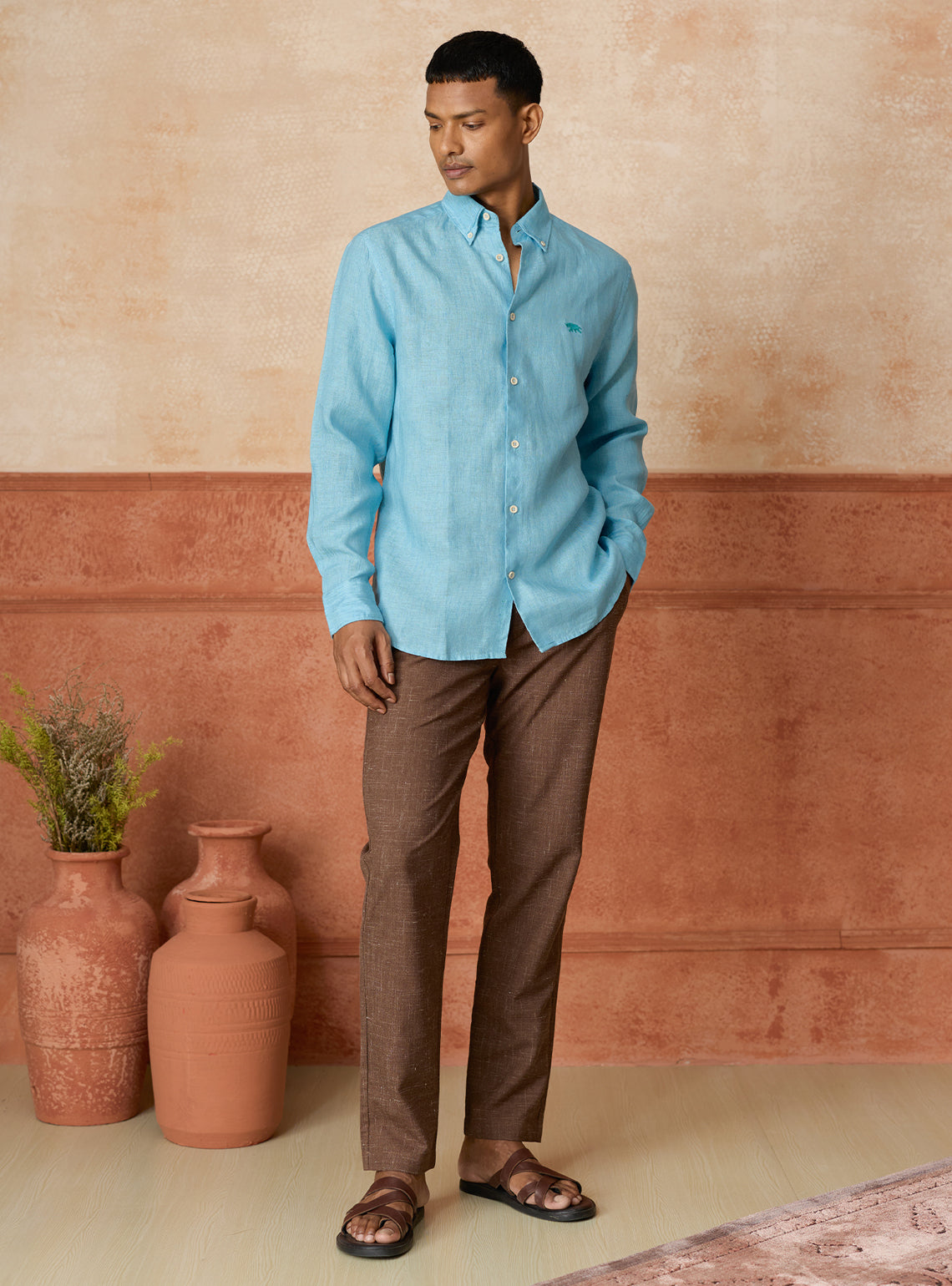 Azure European Linen Shirt