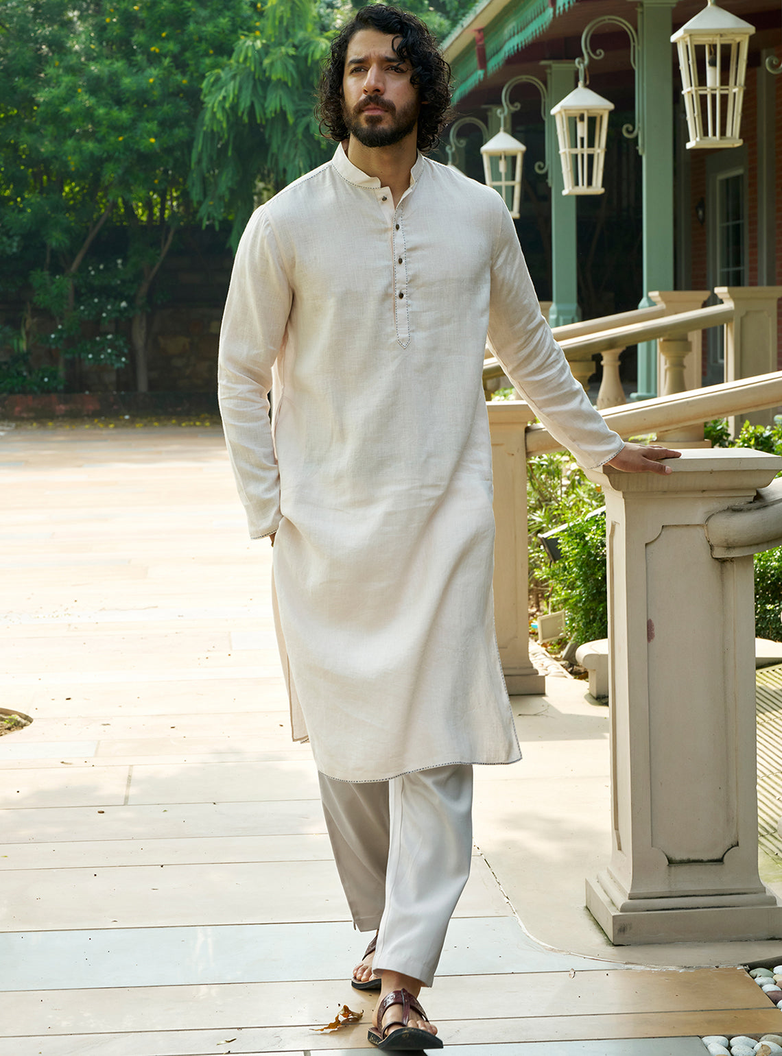 Megh Grey Cotton Blend Trousers