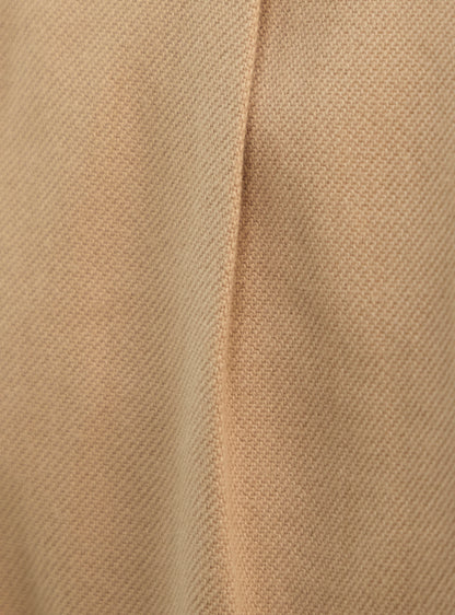 Camel Khaki Cotton Pleated Trousers