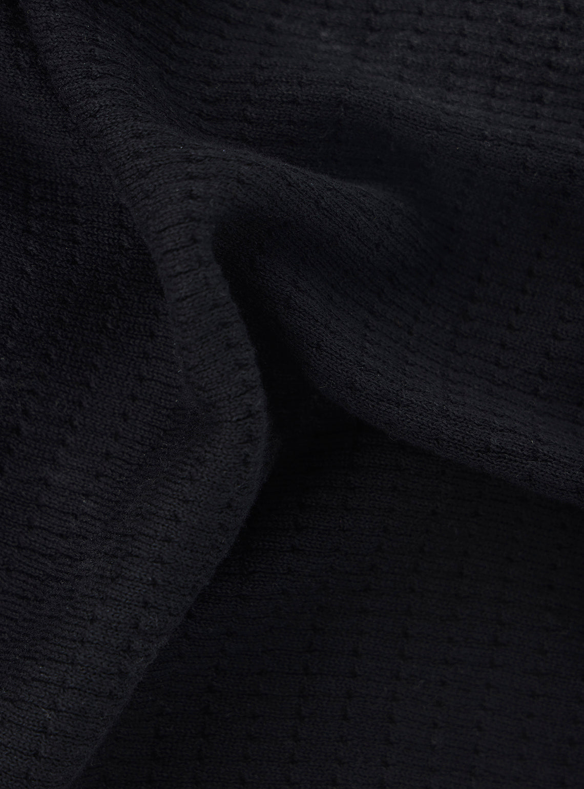 Jet Black Cotton Knit Polo