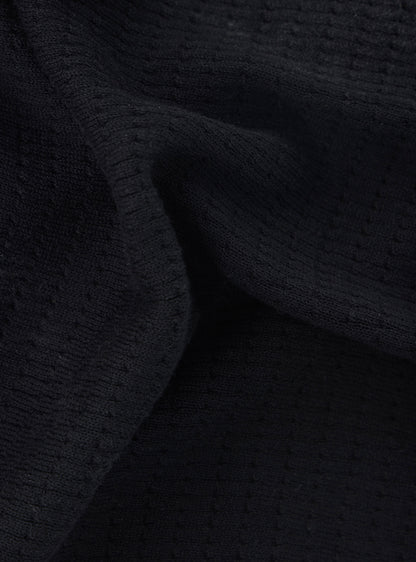 Jet Black Cotton Knit Polo