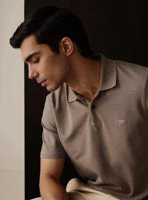 Ash Grey Cotton Stretch Polo