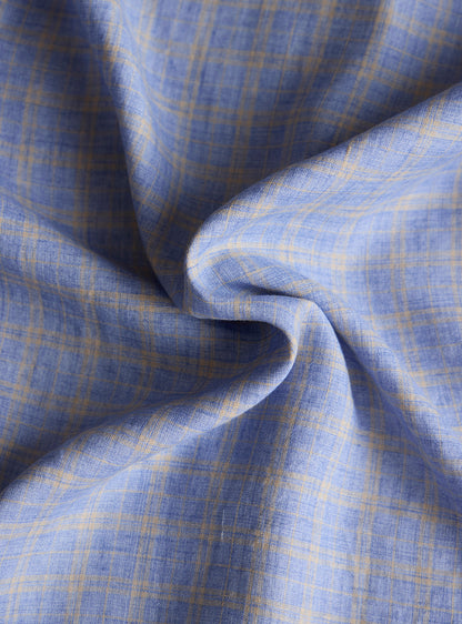 Lagoon Blue Check Linen Shirt