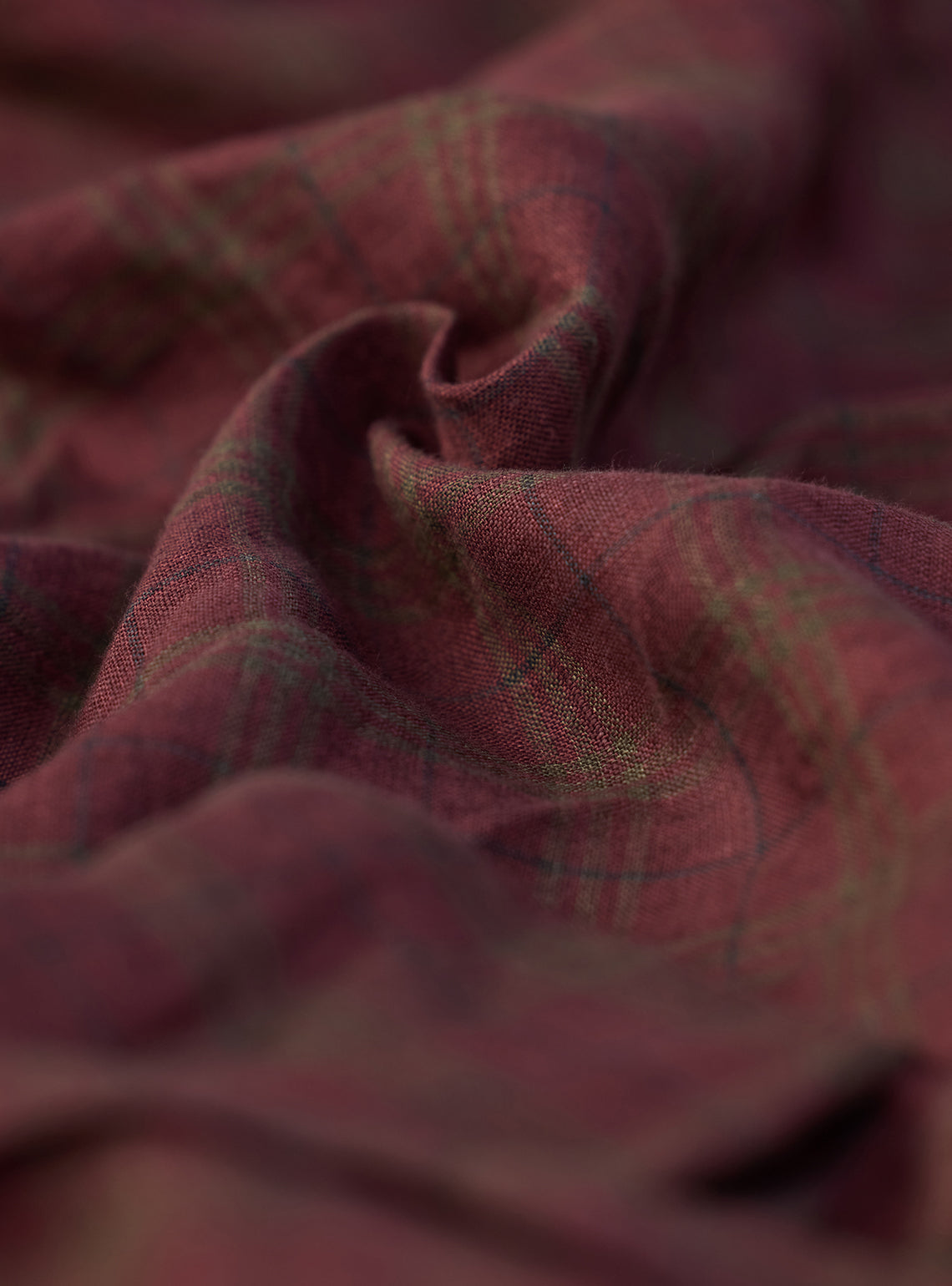 Plum Burgundy European Linen Check Shirt