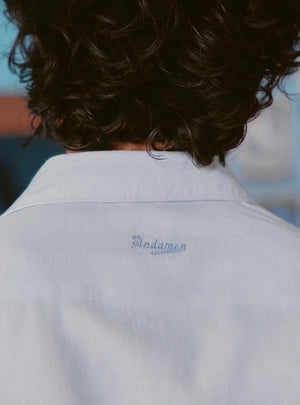Margarita Blue Cotton Linen Print Shirt