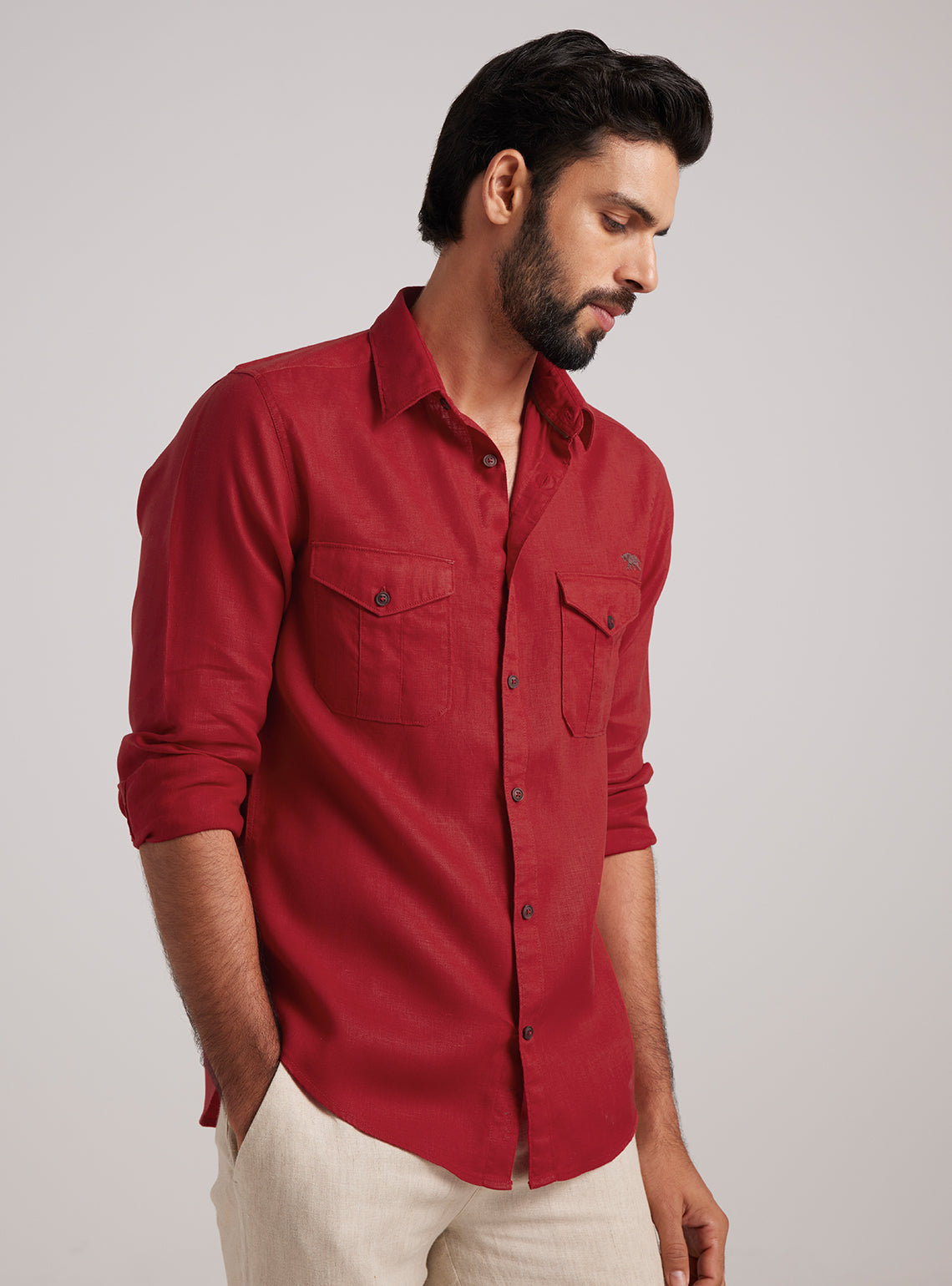 Barn Red European Linen Explorer Shirt