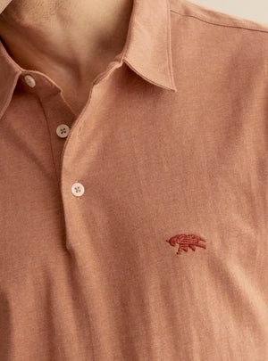 Antique Brown Cotton Melange Polo