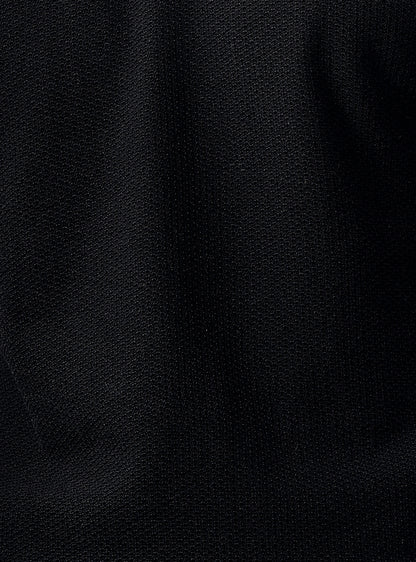 Licorice Black Cotton Pointelle Polo