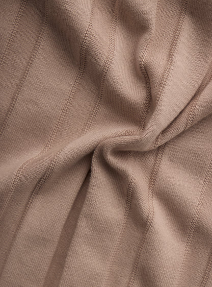 Almond Beige Cotton Knit Polo