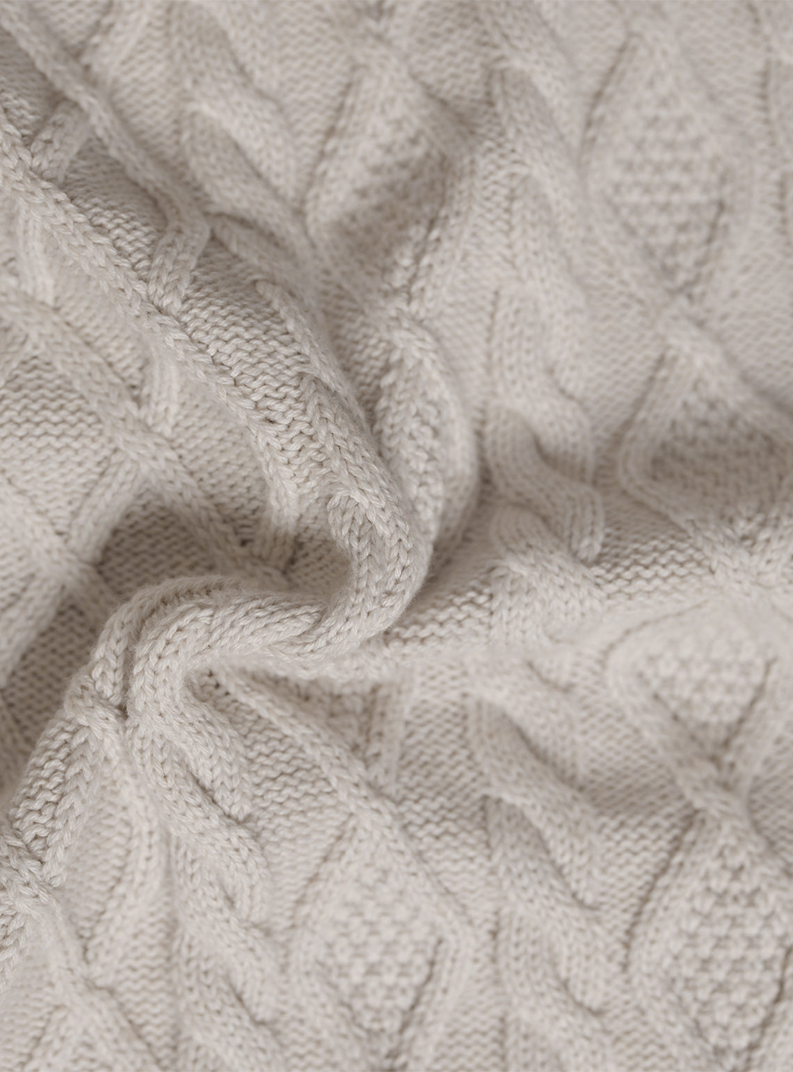 Snowy Off-White Cotton Melange Pullover
