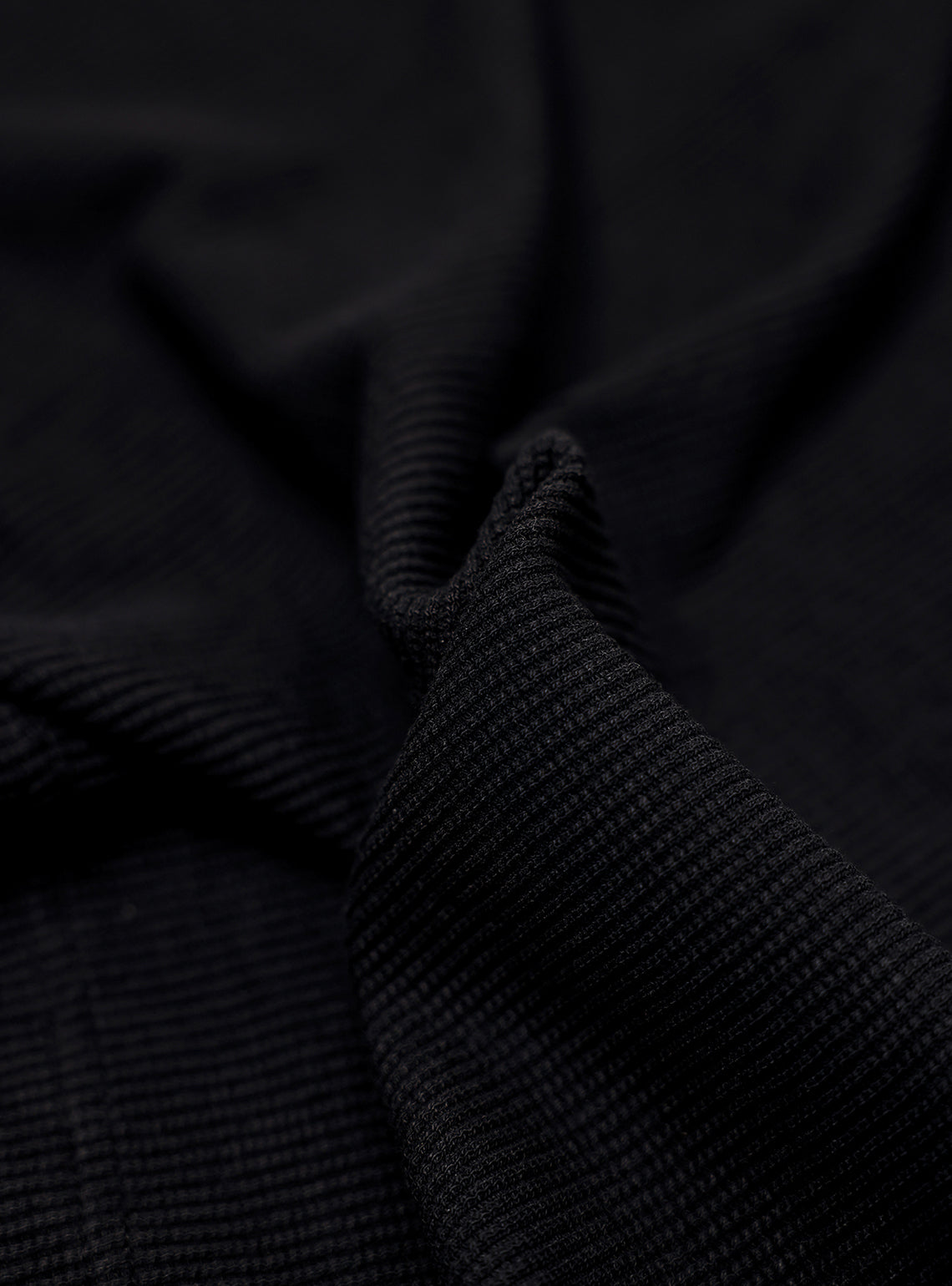 Bunker Black Cotton Blend Waffle Knit Polo