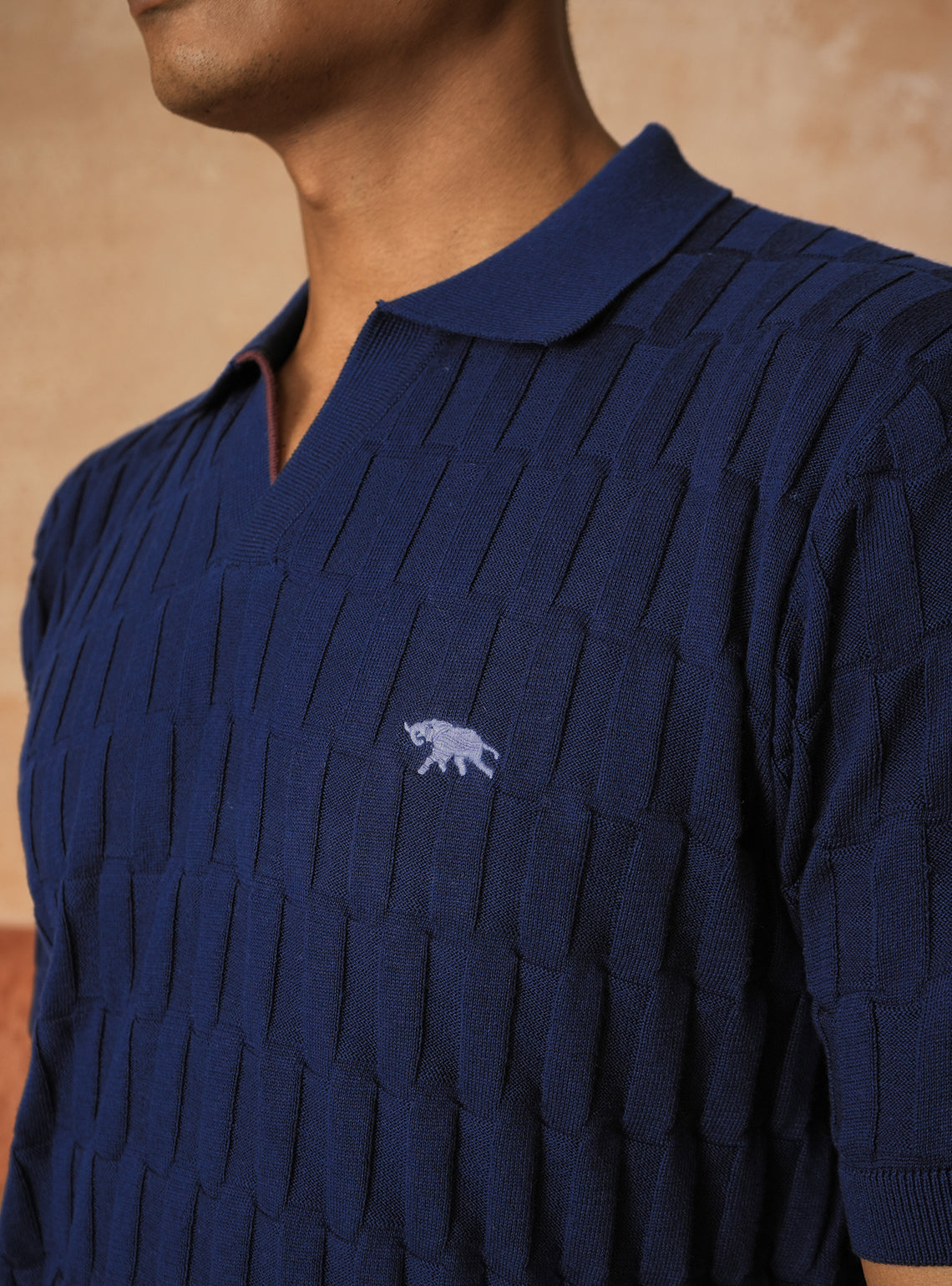 Tempest Navy Cotton Open-Neck Polo