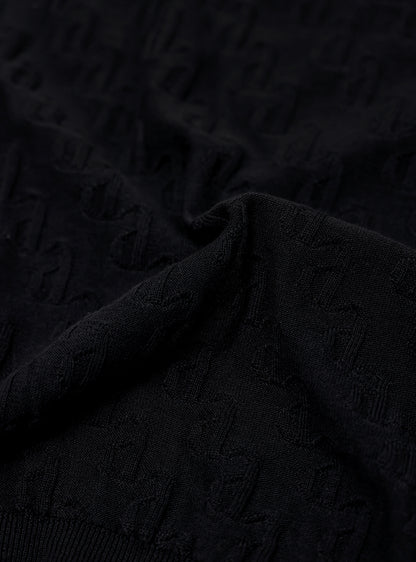 Shark Black Cotton Knit Polo