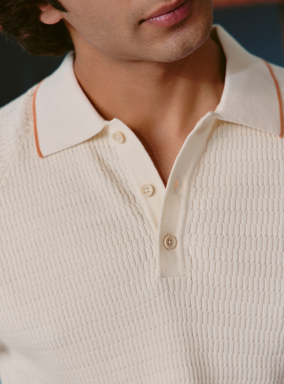 Russian Off-White Cotton Structure Polo
