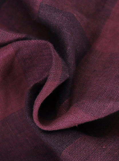 Burgundy Grid Linen Shirt