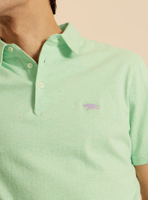 Lunar Green Cotton Melange Polo