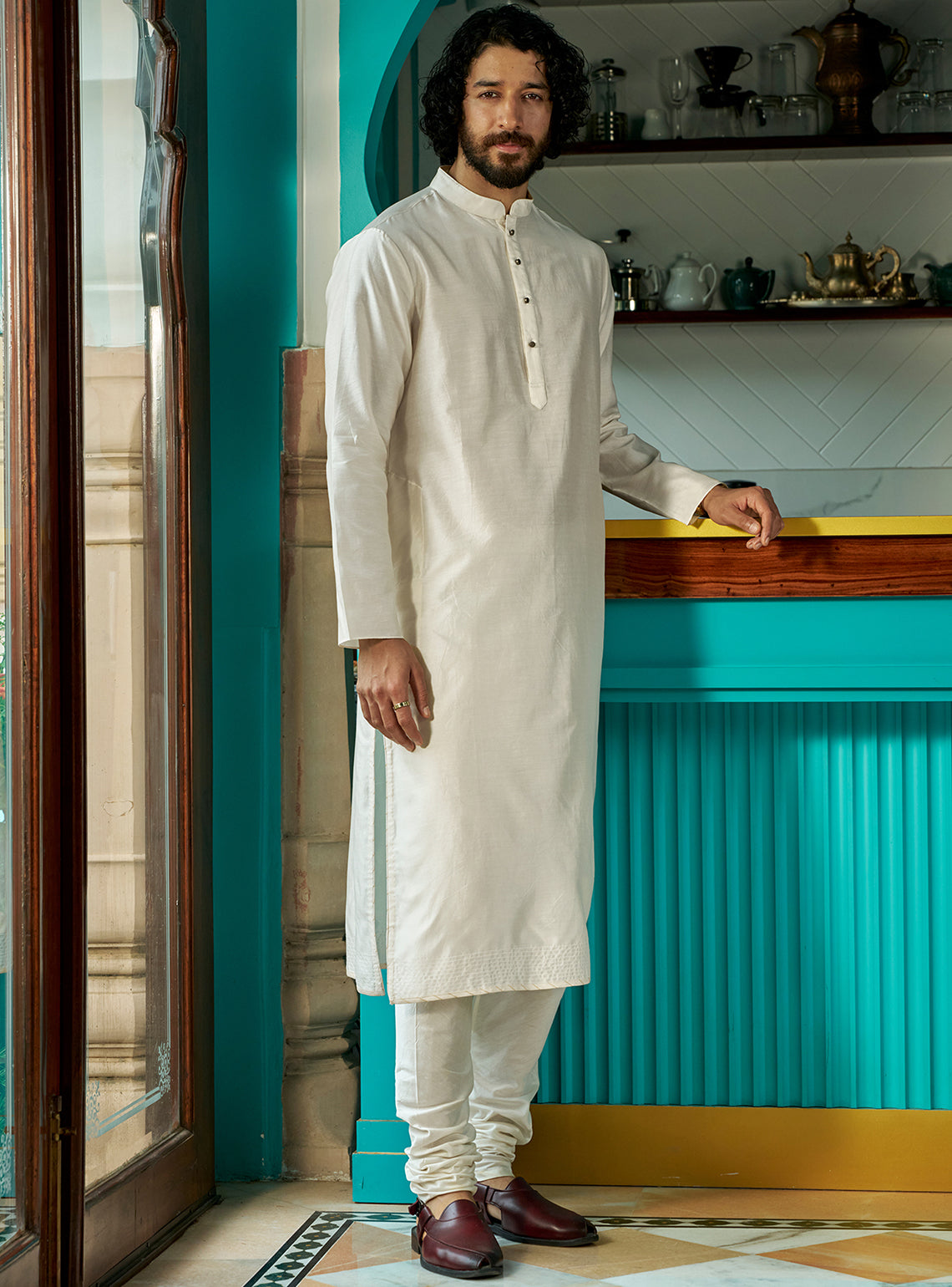 Ave White Cotton Silk Kurta