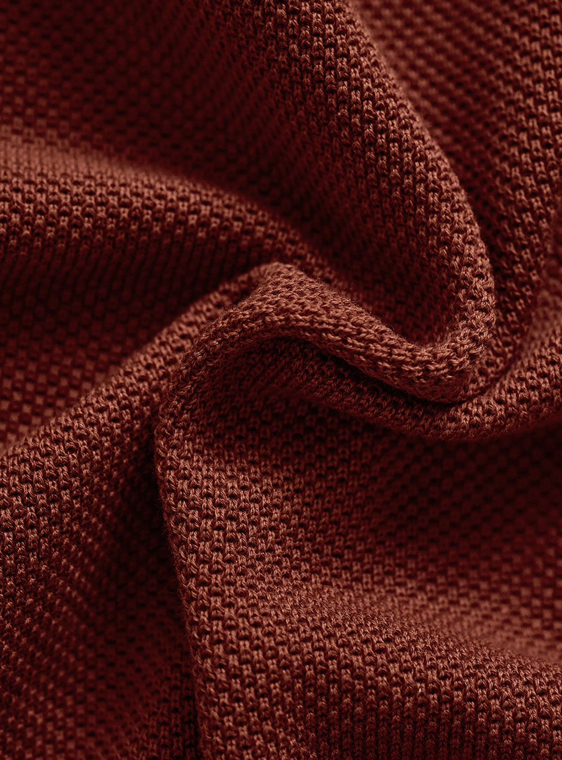 Burnt Rust Moss Knit Cotton Polo