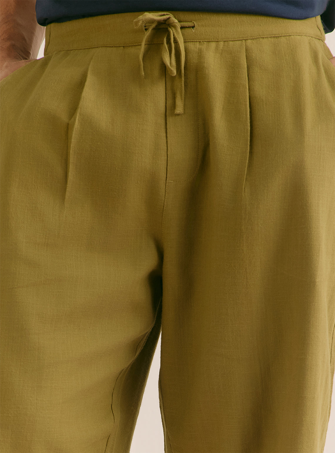 Shoreline Olive Cotton Straight  Trouser