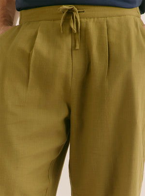 Shoreline Olive Cotton Straight  Trouser