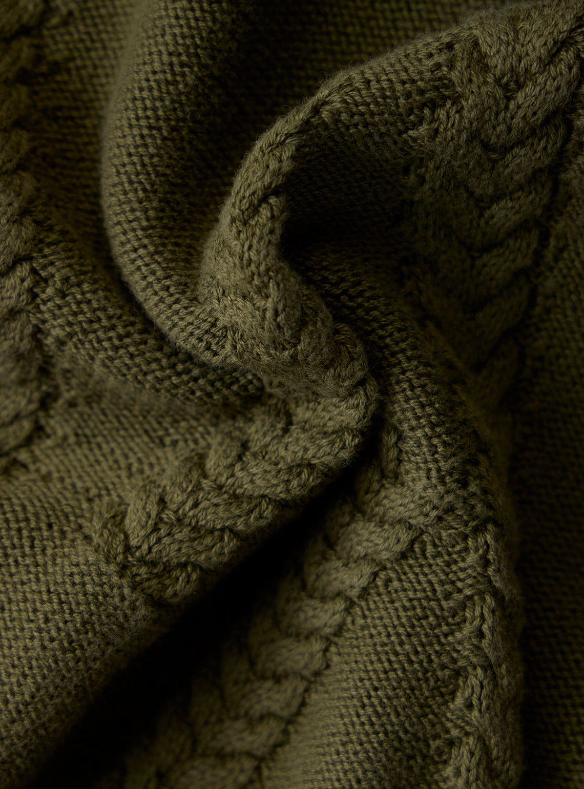 Canopy Olive Cable Cotton Wool Pullover