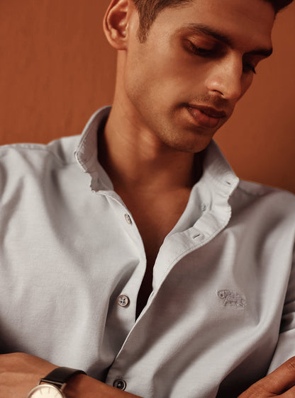 Timeless Stone Grey Cotton Oxford Shirt
