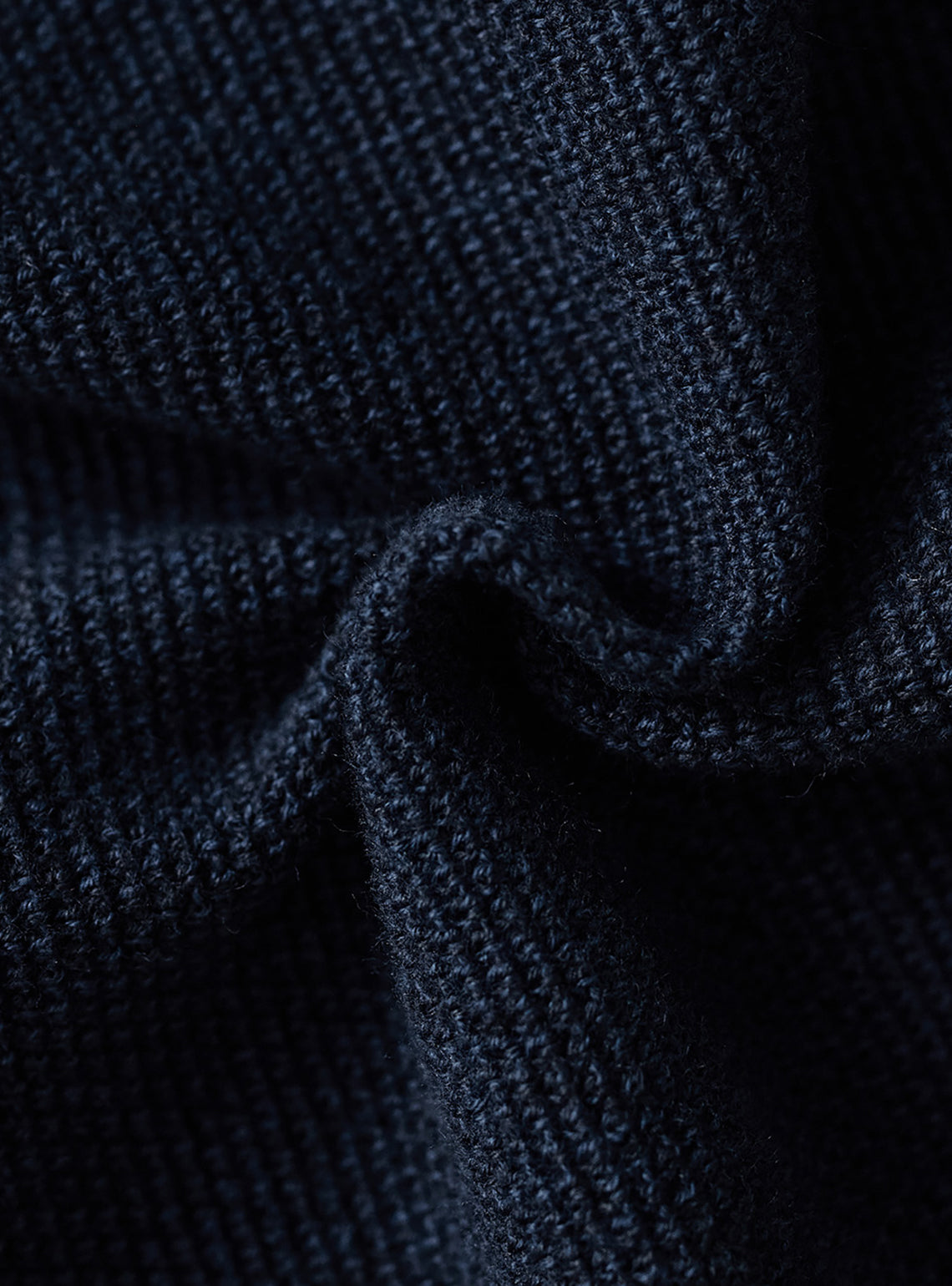 Marine Navy Moss Knit Cotton Crewneck