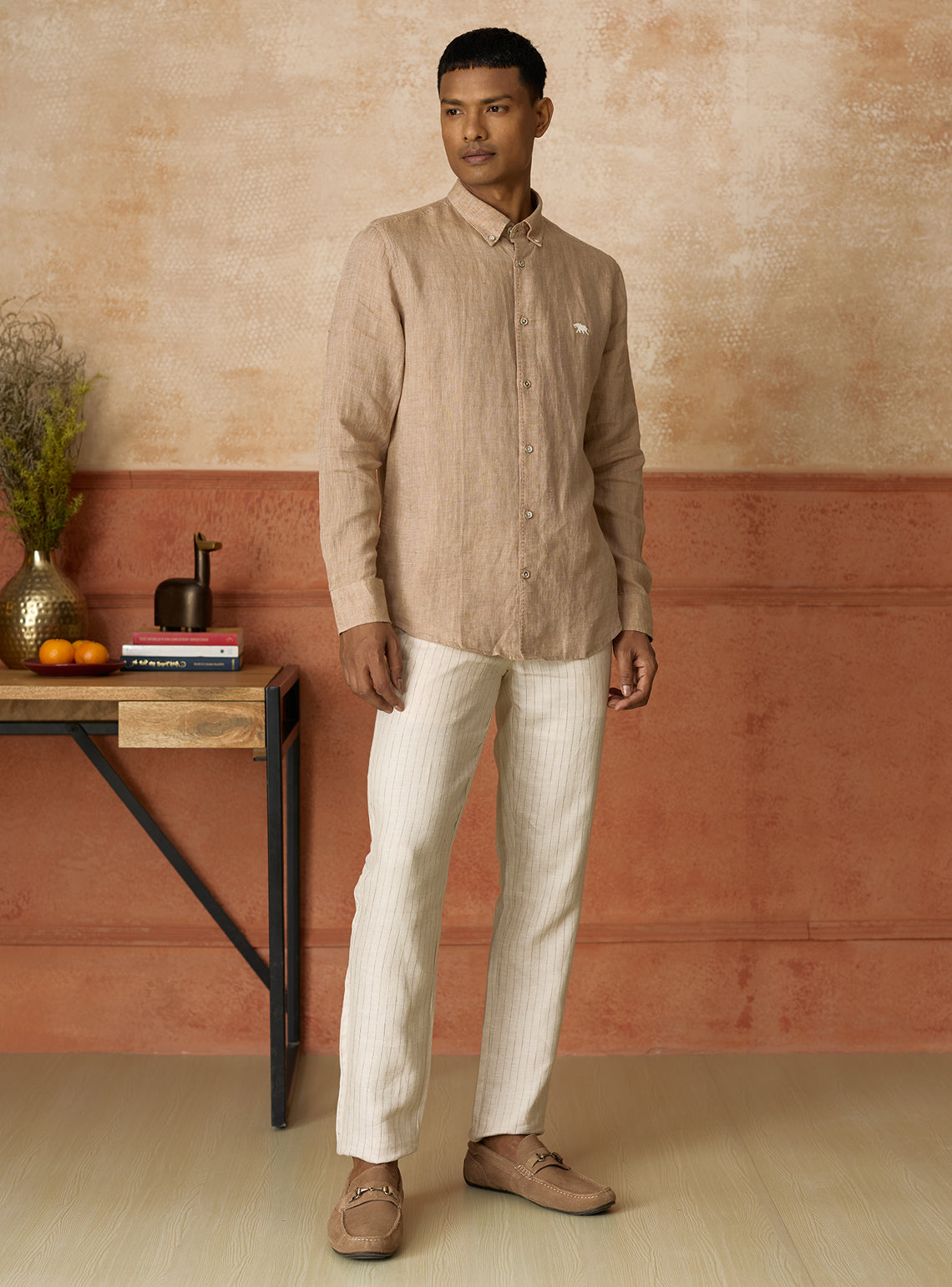Raw Umber European Linen Shirt