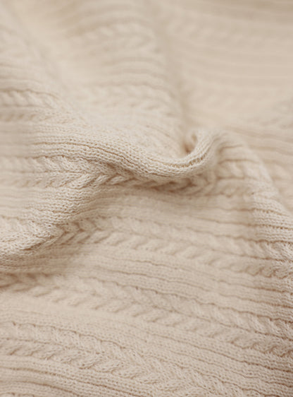 Dawn White Cotton Cable Knit Shirt