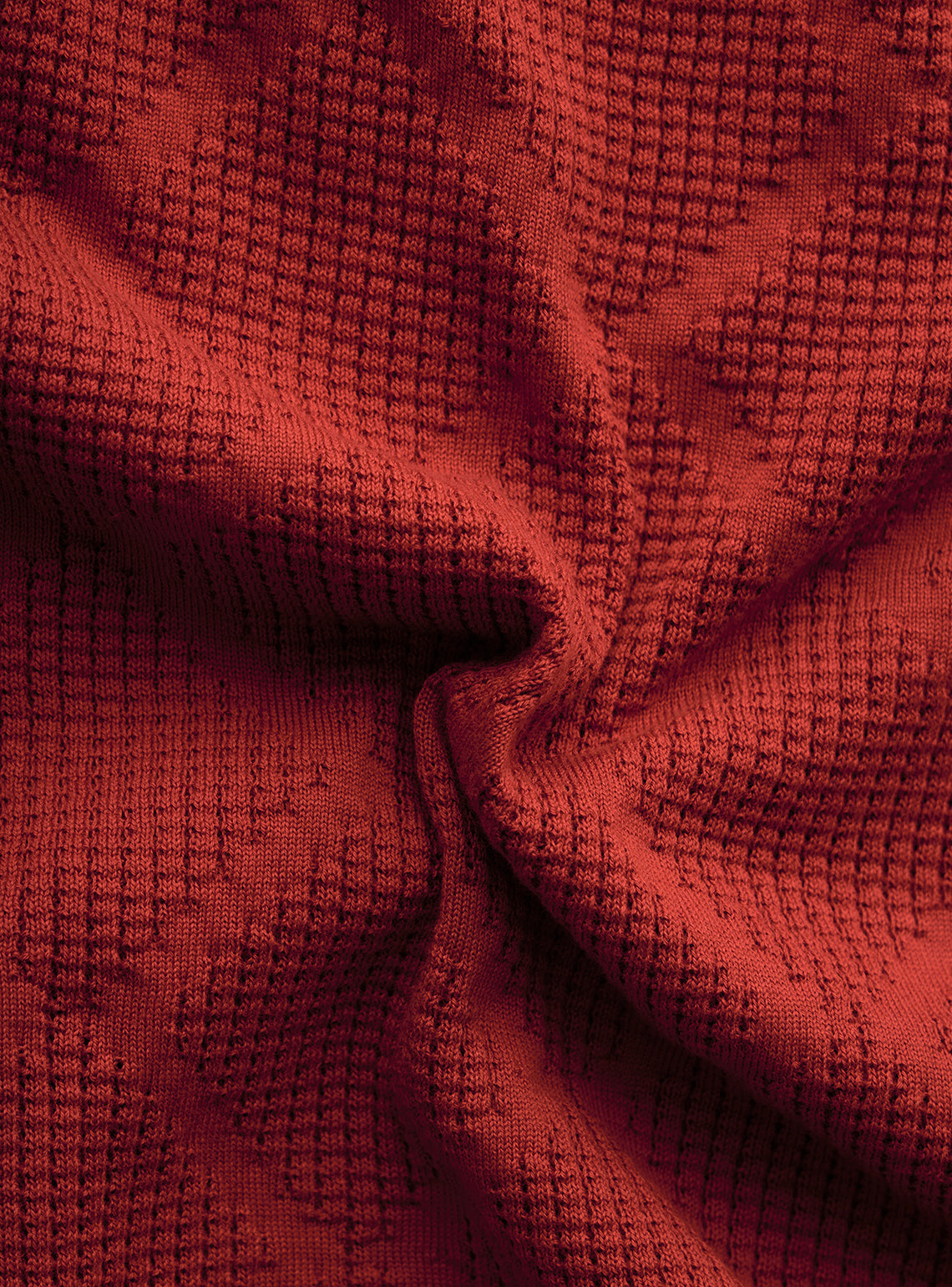 Terracotta Rust Jacquard Knit Shirt