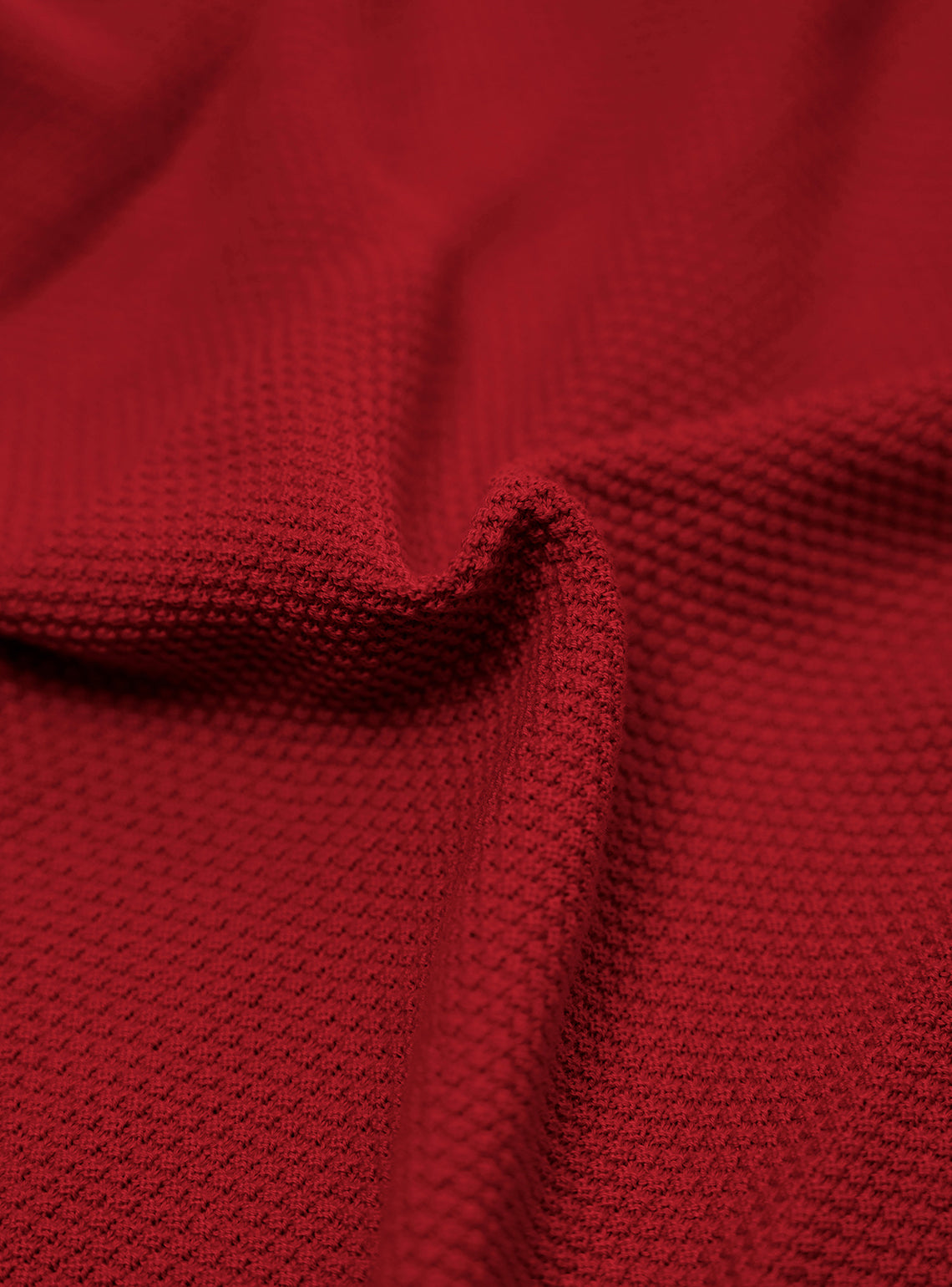 Cinnebar Red Cotton Moss Knit Polo