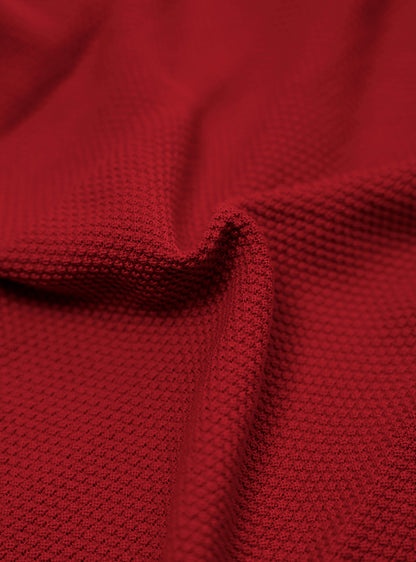 Cinnebar Red Cotton Moss Knit Polo