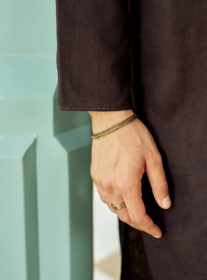 Dhar Brown Linen Kurta