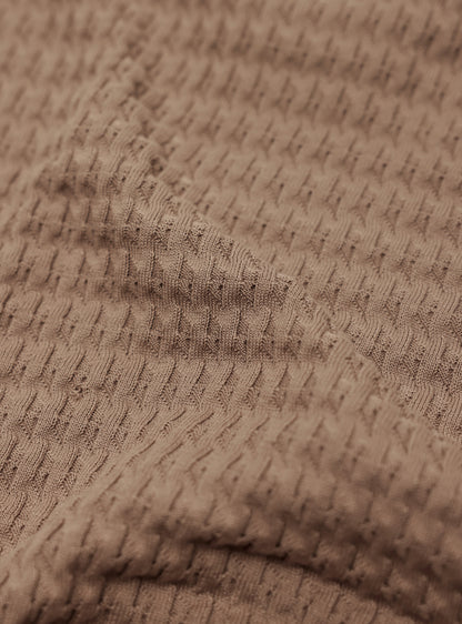 Khaki Spice Cotton Cable Knit Polo