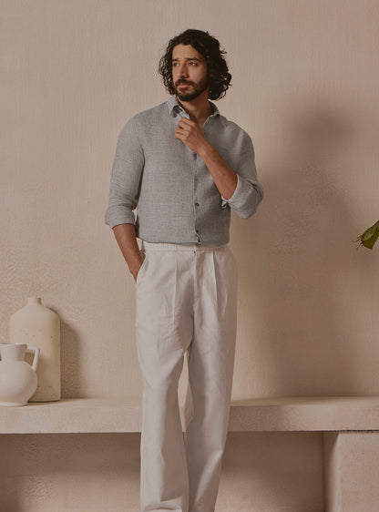 Mist Grey Linen Dobby Shirt