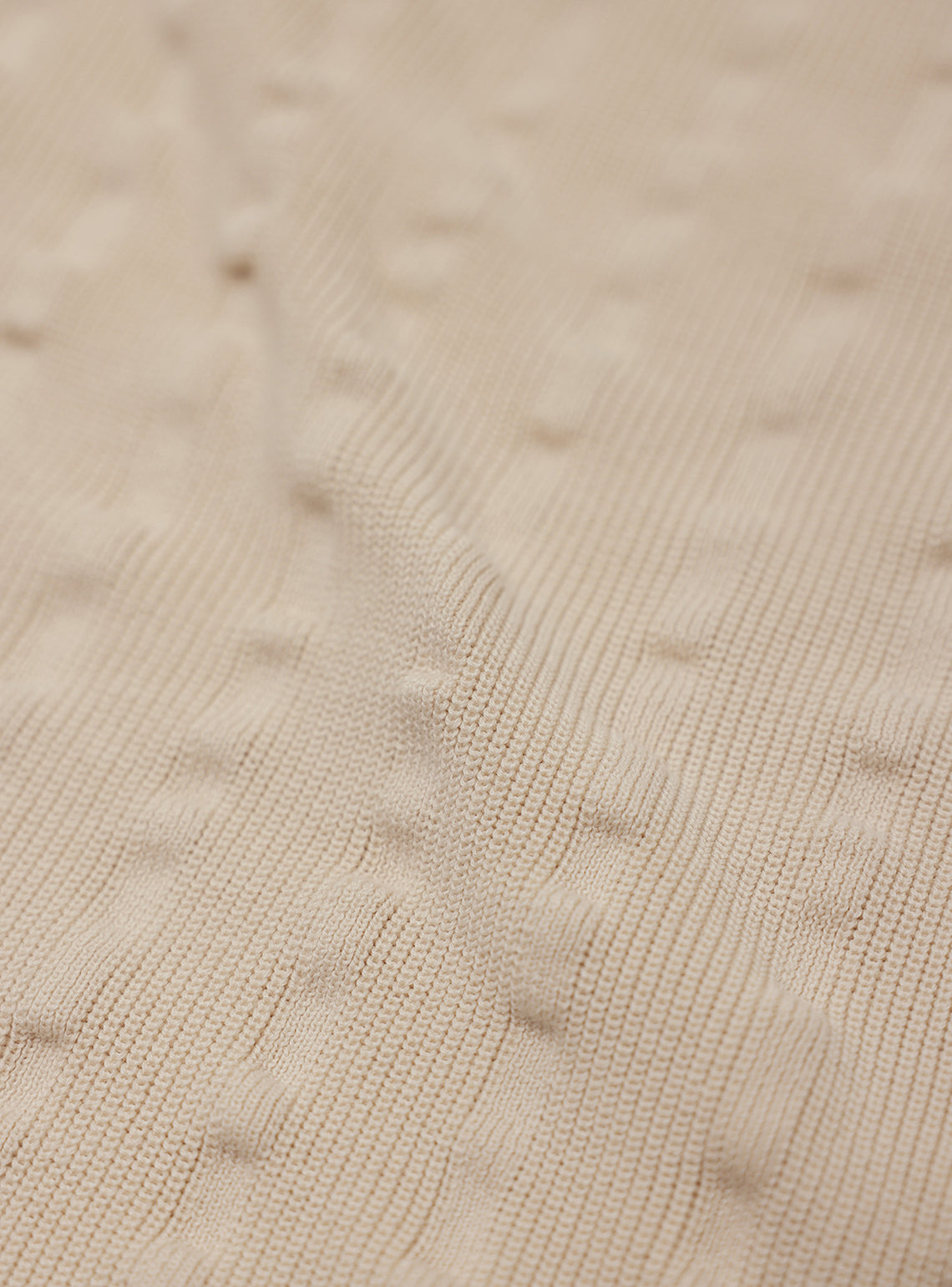 Vanilla White Cotton Seersucker Knit Polo