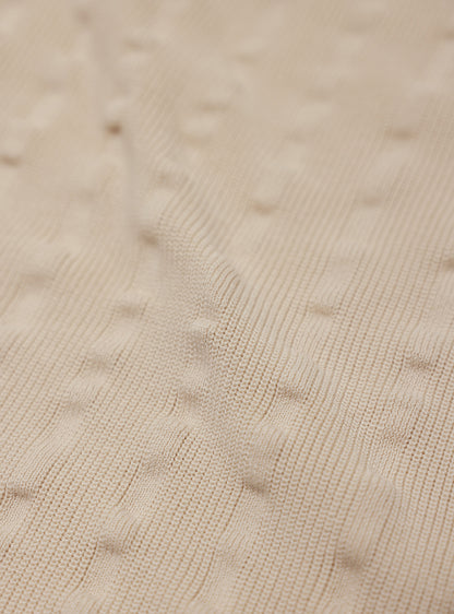 Vanilla White Cotton Seersucker Knit Polo