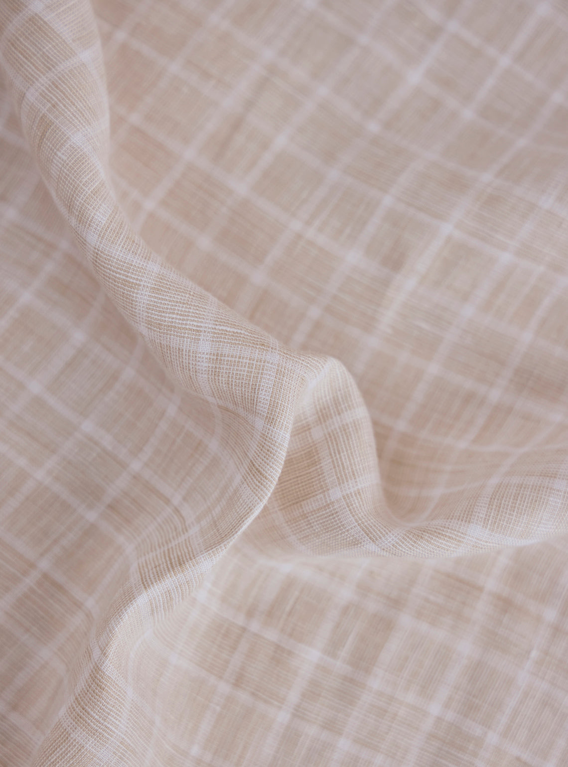 Pearl Beige Check Linen Shirt