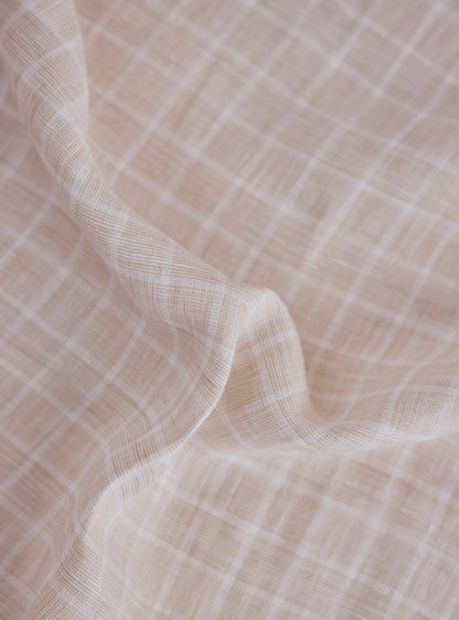 Pearl Beige Check Linen Shirt